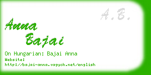 anna bajai business card